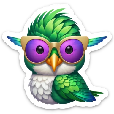 green hummingbird with sunglasses sticker