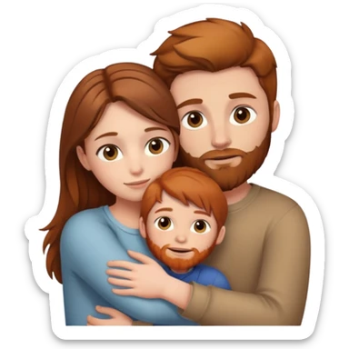 brown haired girl cuddling boy with brown hair and ginger beard and hazel eyes sticker