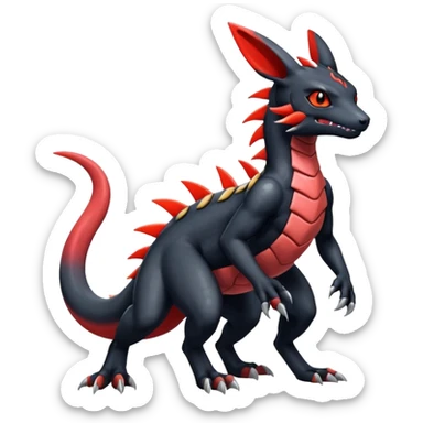 Shiny Cool Badass Realistic Exotic Colorful Guilmon-Salandit-Umbreon-Fakémon-hybrid-creature (full body)  sticker