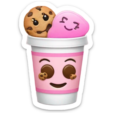 I want you to add the coffee cup emoji ☕️ next to this pink heart emoji💖 and the cookie chip emoji🍪 sticker
