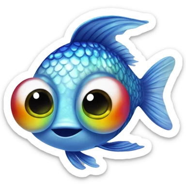 rainbow fish big eyes glittr sticker