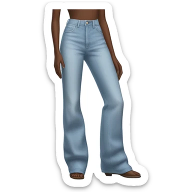 Realistic Wide Long leg high waisted light blue jeans, isolated sticker