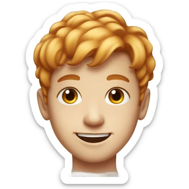 smiling boy with reddish-blonde hair and freckles portrait sticker