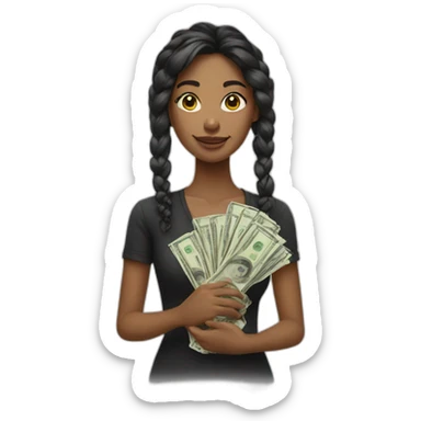 a girl with money bow sticker