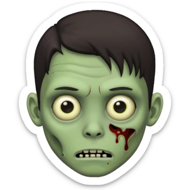 light green zombie boy emoji with dark medium hair sticker