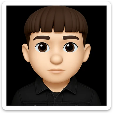 Re-dress the young man in a black denim jacket and make his skin tone 1% lighter. The original style is 3D Emoji, but since 3D Emoji style does not support editing, please keep the 3D Emoji look while applying these changes. sticker