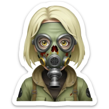 Zombie in gas masks woman sticker