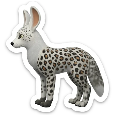 Arctic-Fox-Snow-Leopard-Snowshoe-Hare-Snowy-Owl-hybrid, full body  sticker