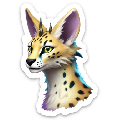 Epic Edgy Colorful ethereal eldritch Sergal-Serval-Fionbri sticker