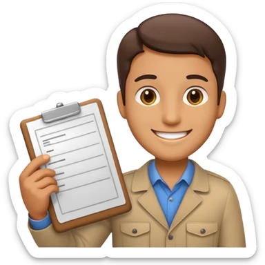 create a realistic emoji showing logistic person with a plan in his hands sticker