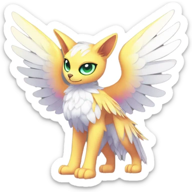 Anthro Sona Cool Edgy Cute Colorful Shy Winged Shiny Fakemon-Fantasy-Creature Full Body sticker