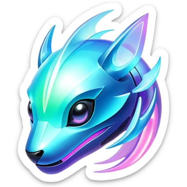  Shiny sparkly transparent bioluminescent luminescent vibrant bright pastel dark exotic iridescent colorful gradients futuristic modern cyber-Protogen-Fakémon-Pokémon-Vernid-creature sticker