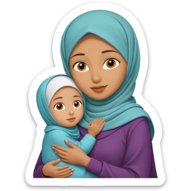 Make a Muslim with a kid wearing a hijab  sticker