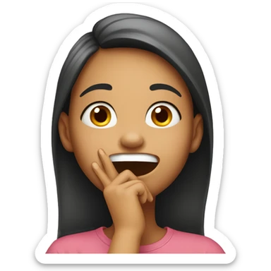 Girl giggling with hand over her mouth  sticker