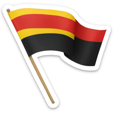 A tricolor flag with black top and red bottom and yellow circle in the middle sticker