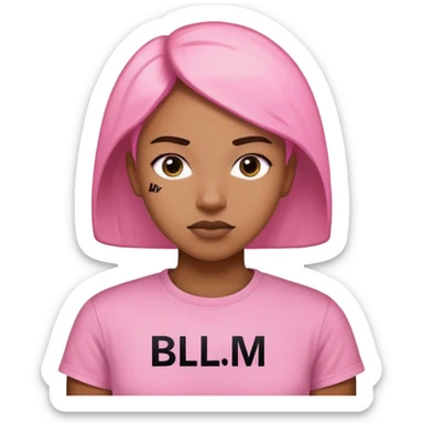 Pink teeshirt written BLM sticker