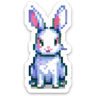 minimal pixel art bunny, facing forward, soft pastel palette sticker