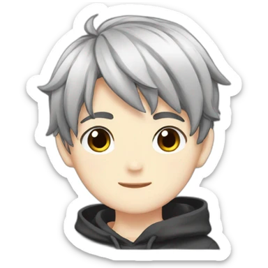 Cute boy anime with black hair  sticker