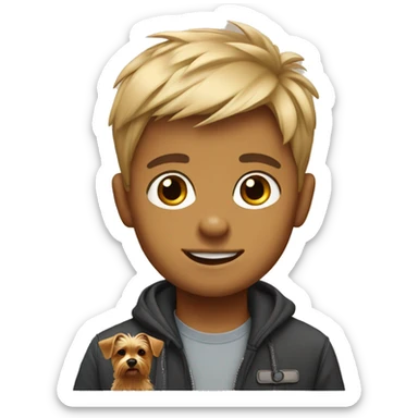 Boy with a dog Yorkshire Terrier sticker