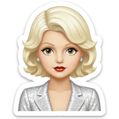 Jean Harlow with platinum blonde hair, white sequin outfit sticker