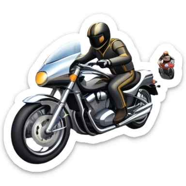 An icon showing a motorcycle and car speeding through a cityscape, with roads and curves ahead. The vehicles leave dynamic trails of speed, representing the thrill of racing and adventure. The background is transparent, focusing on the power and freedom of both cars and motorcycles. sticker