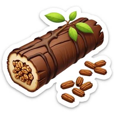 Oblong Tree-log-shaped-chocolate with walnuts drizzled on top sticker