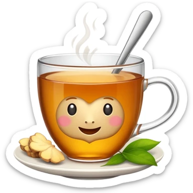 cup of tea with ginger root sticker