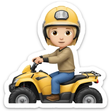 Please make a young blonde boy riding a four wheeler sticker