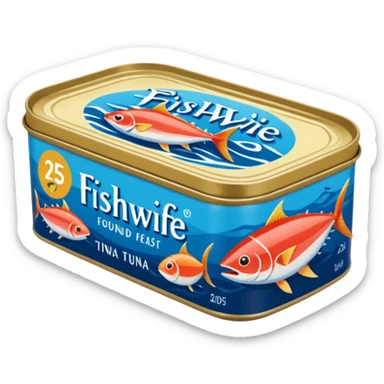 Create a logo using the Fishwife tinned tuna packaging and color scheme.  Wording should read: "The Fishwife Founder Feast 2025" sticker