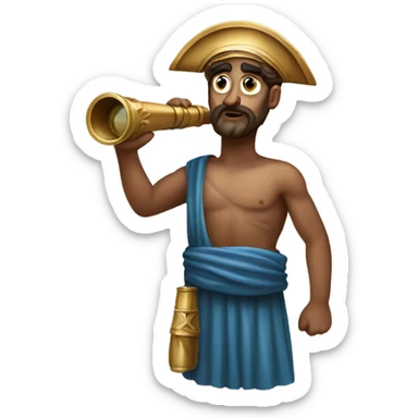 Ancient Greek sailor holding a telescope sticker