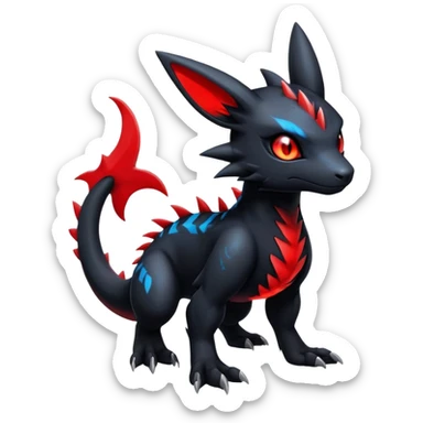 Gothic Edgy Badass Gloomy Cute Dark Guilmon-Salandit-Umbreon-Fakémon-hybrid-creature (full body)  sticker