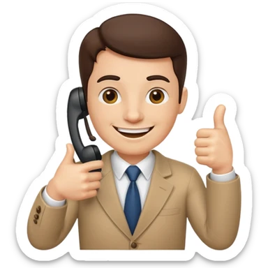 boss on a phone call, giving a thumbs up sticker