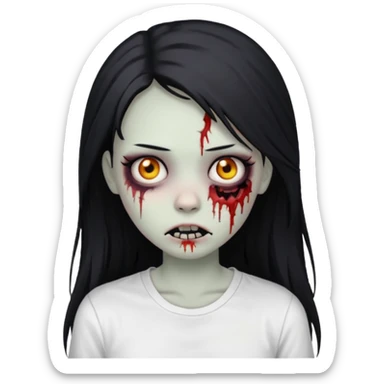 zombie girl with emo long hair white and white shirt emoji sticker
