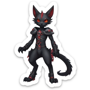 cool edgy black punk red ethereal fantasy nargacuga-bat-cat-Fakemon collar harness full body sticker