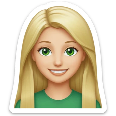 adult female with long straight blonde hair and green eyes sticker