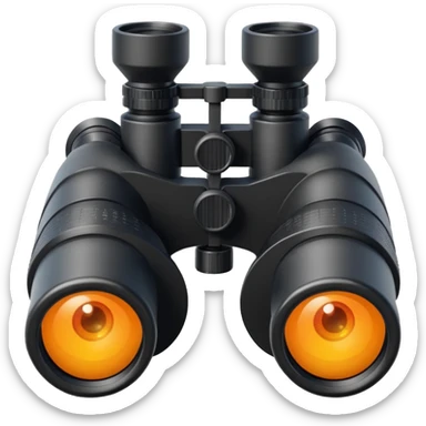 black binoculars with large lenses make lenses point out straight sticker