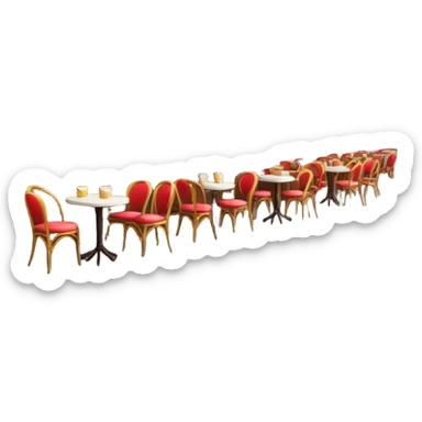 Cinematic Realistic Caf√© Culture Pop Culture Emoji, showcasing a vibrant French caf√© scene rendered with rich textures and warm, inviting lighting. sticker