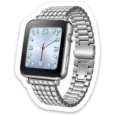 Crie um relógio de pulso prateado cravejado de diamantes  sticker