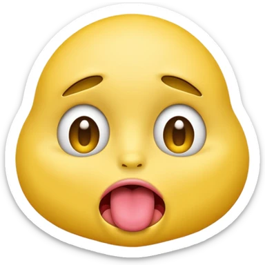 Emoji of a yellow face with tongue out and eyes rolled back. sticker
