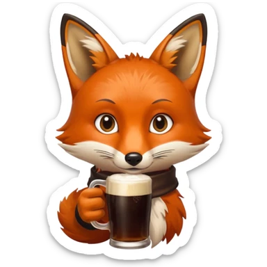 A fox drinking a Guinness  sticker