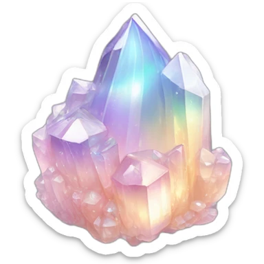 glossy Pastel whitish iridescent glass rainbow crystal cluster sticker