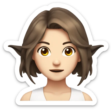 Woman, brown hair, light skin, brown eyes, demon horns, smug, anime style  sticker