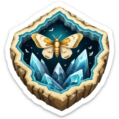 crystal geode split open with moth swarm inside sticker