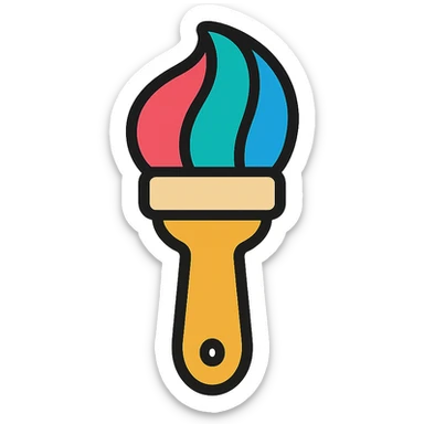 paintbrush with colorful bristles sticker
