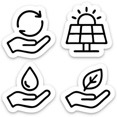 Hand Icons. Ecology and environment icon set. Green energy, recycling, and sustainability symbols. Vector collection for eco-friendly concepts like solar power, clean water, and nature care sticker