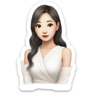 Jang Wonyoung asian kpop cute white girl wearing white dress sticker