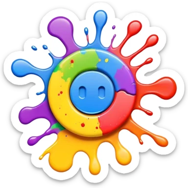 splash paint, colorful button with paint splatter sticker
