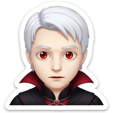  young vampire with red eyes and white hair sticker