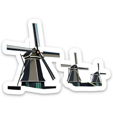 cinematic-realistic-kinderdijk-windmills-landmark-emoji,-showcasing-traditional-dutch-windmills-aligned-along-a-tranquil-canal,-with-lush-green-fields ina. picture frame sticker