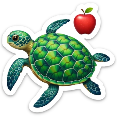 sea turtle, apple emoji sticker